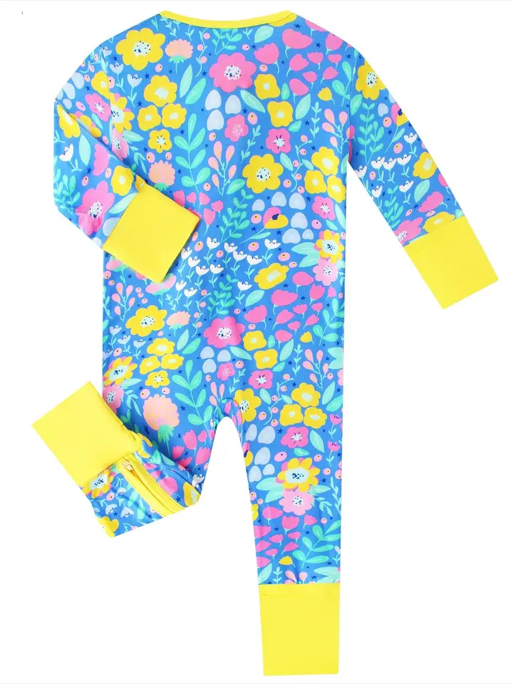 Sunny Blooms Bamboo Baby Convertible Zippy Romper