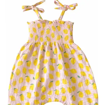 Lemon Sorbet / Muslin Smocked Jumpsuit