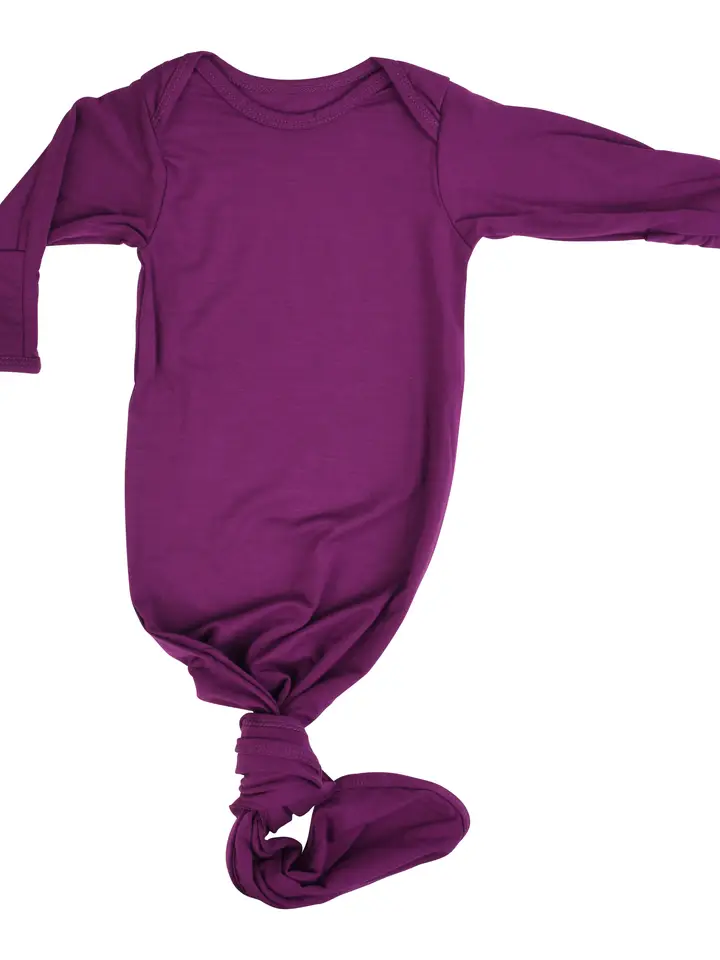 Plum Purple Knotted Newborn Baby Gown