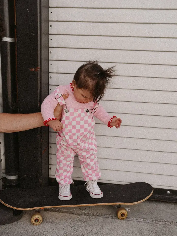 Pink Checkered Overalls