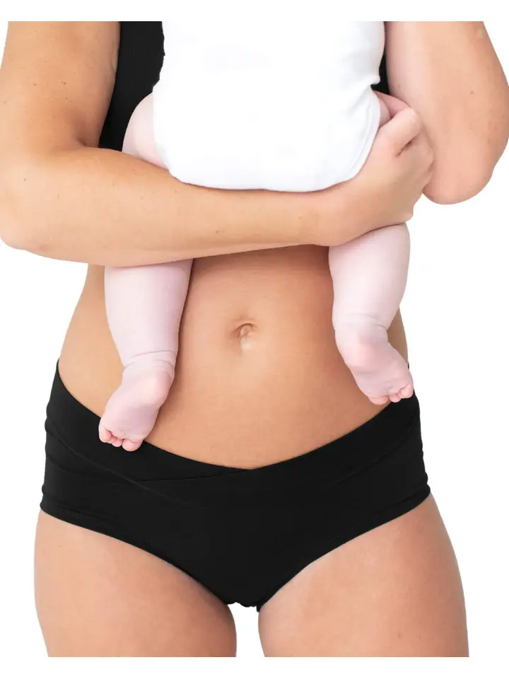 Bamboo Maternity & Postpartum Panties - 2 Pack Black & Beige