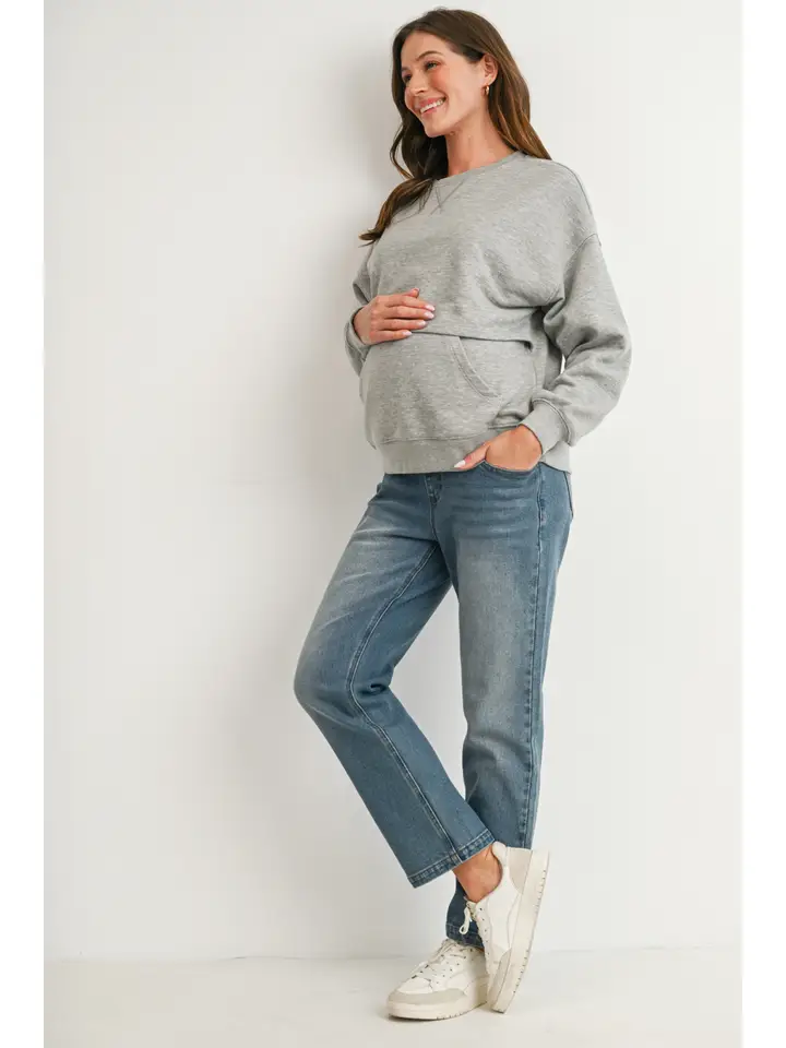 Maternity Straight Leg Jeans with Over the Belly Panel