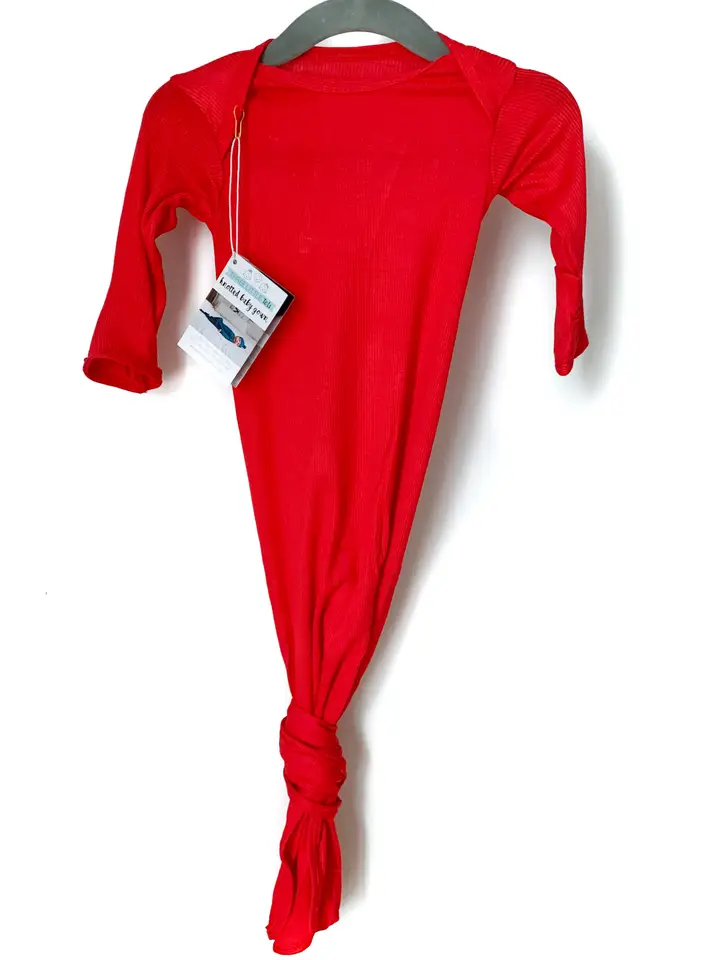 Ribbed Red Knotted Gown