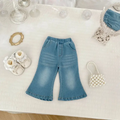 Baby Girl Solid Denim Flare Pants Blue