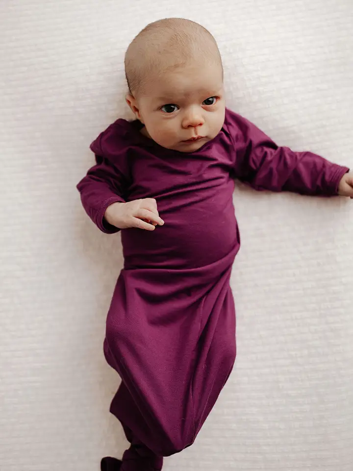 Plum Purple Knotted Newborn Baby Gown