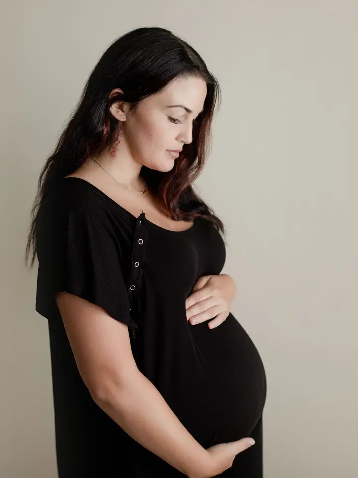 Black Maternity Mommy Labor and Delivery/ Nursing Gown