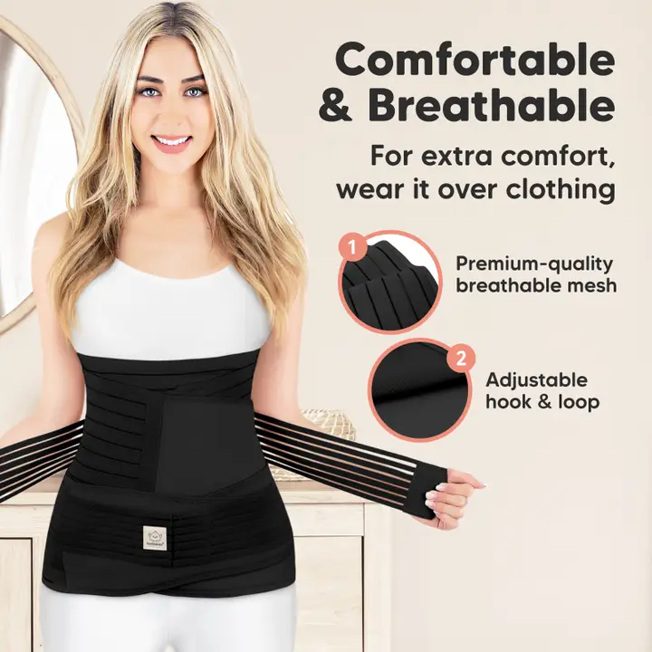 KeaBabies Revive 3 in 1 Postpartum Belt (Midnight Black,M/L)