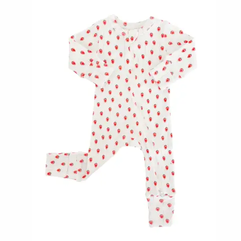 White Strawberry / Organic Pointelle 2-Way Zip Romper