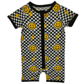 Black Bolt Check Bamboo Short Romper