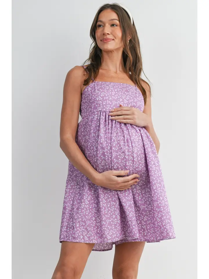 Floral Smocked Maternity Romper with Pockets