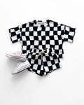 Checkered Shorts Set | Black