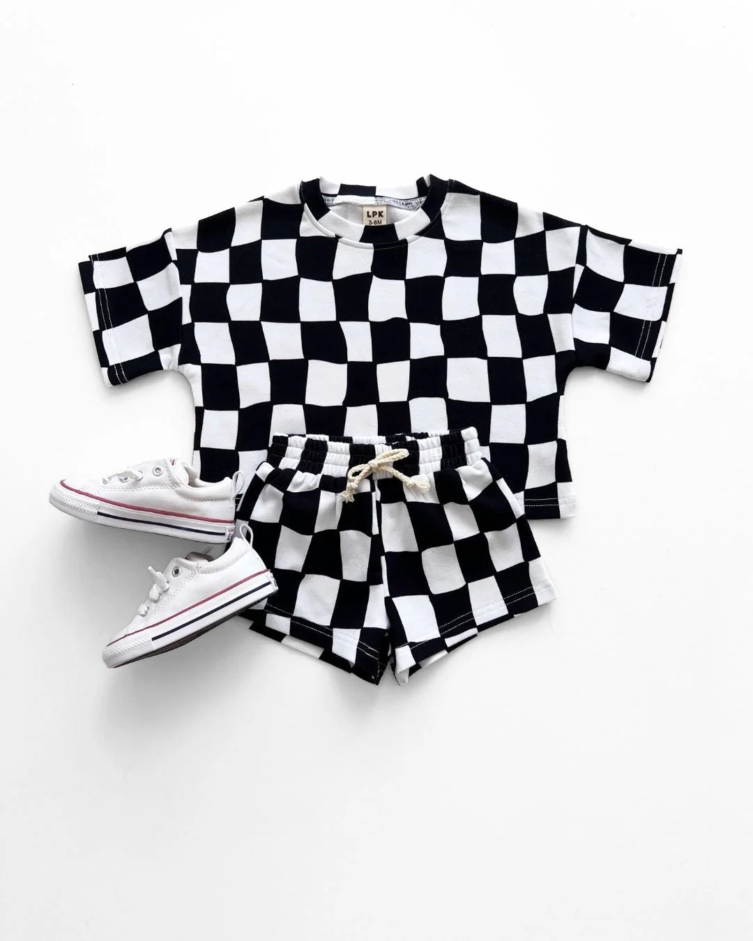 Checkered Shorts Set | Black